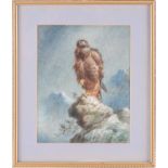 Edward Neale (1833 - 1904), Falcon seated on an rocky outcrop, signed and dated, watercolour, framed