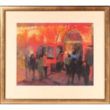 Debra Manifold (1961 - 2002), A theatre lobby, pastel on paper, signed, framed and mounted, 46 x