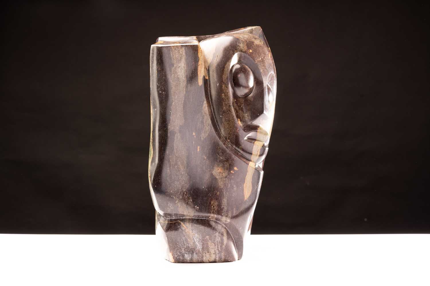 Richard Mteki (B. 1947 Zimbabwe), Head Study with hand, signed R. Mteki, carved stone, 38 cm high, - Image 6 of 10