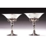 Pair of Georg Jensen silver grape pattern tazza, bearing import marks for London 1935 by Georg