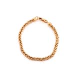 Boodle & Dunthorne - A wheat link bracelet in 18ct yellow gold, with a matte finish, completed