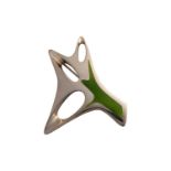 Georg Jensen - An enamel brooch, with lime green enamel on an abstract panel, fitted with hinged pin
