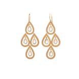 A pair of moonstone chandelier earrings by Irene Neuwirth, each featuring four teardrop-shaped