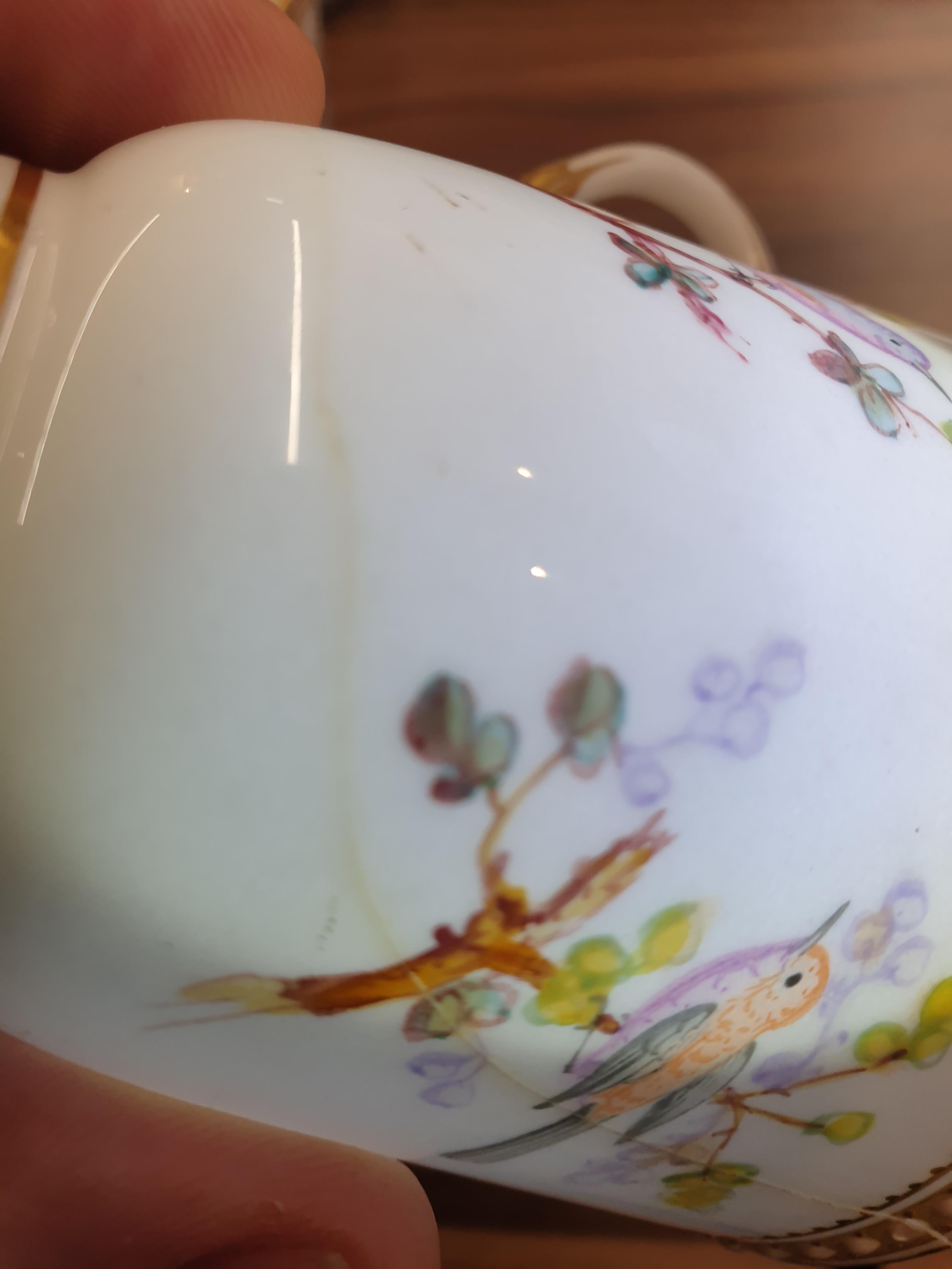 A Royal Worcester set of nine tea cups and saucers and a further two saucers, with gilt and beaded - Image 16 of 19