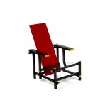 After Gerrit Rietveld (Dutch 1888-1964) for Cassina, No 635 the red and blue lounge chair, painted