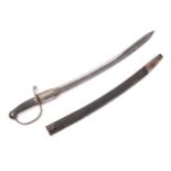 A Victorian West Riding Constabulary sword/hanger with ray skin grip fullered blade and leather