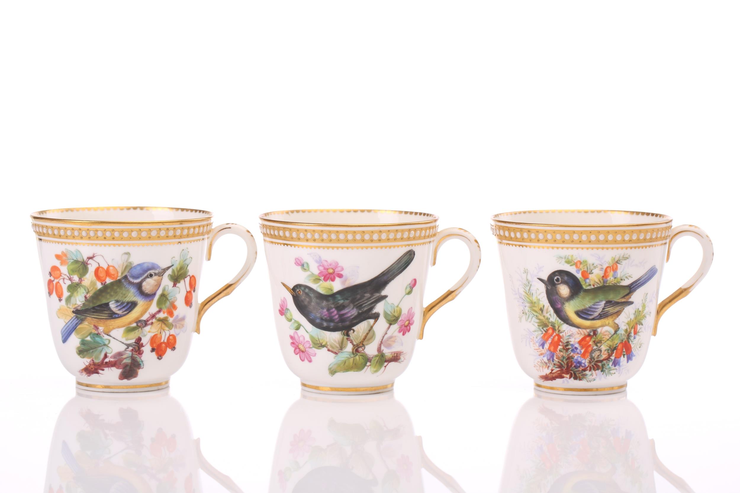 A Royal Worcester set of nine tea cups and saucers and a further two saucers, with gilt and beaded - Image 3 of 19