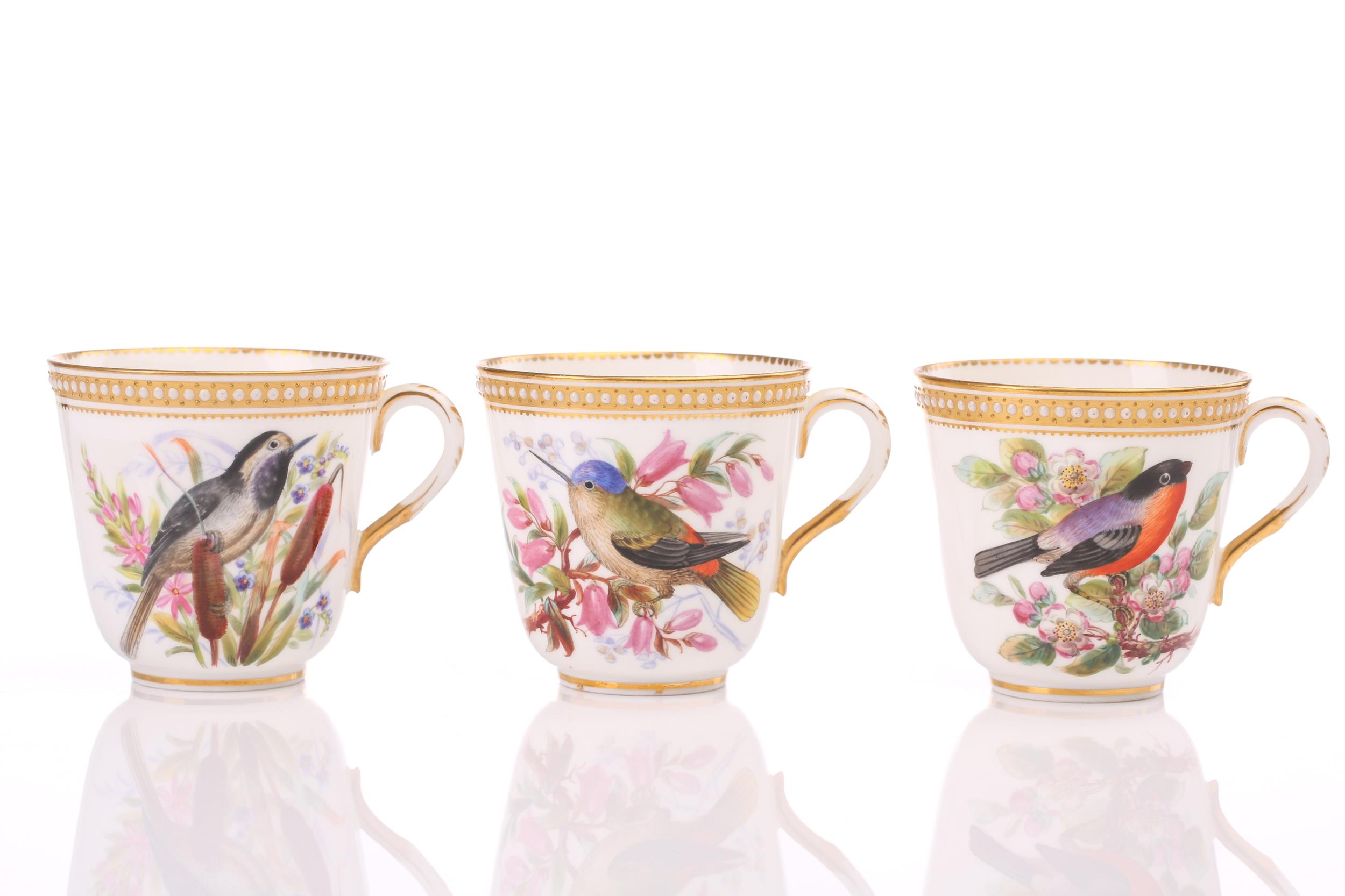 A Royal Worcester set of nine tea cups and saucers and a further two saucers, with gilt and beaded - Image 2 of 19