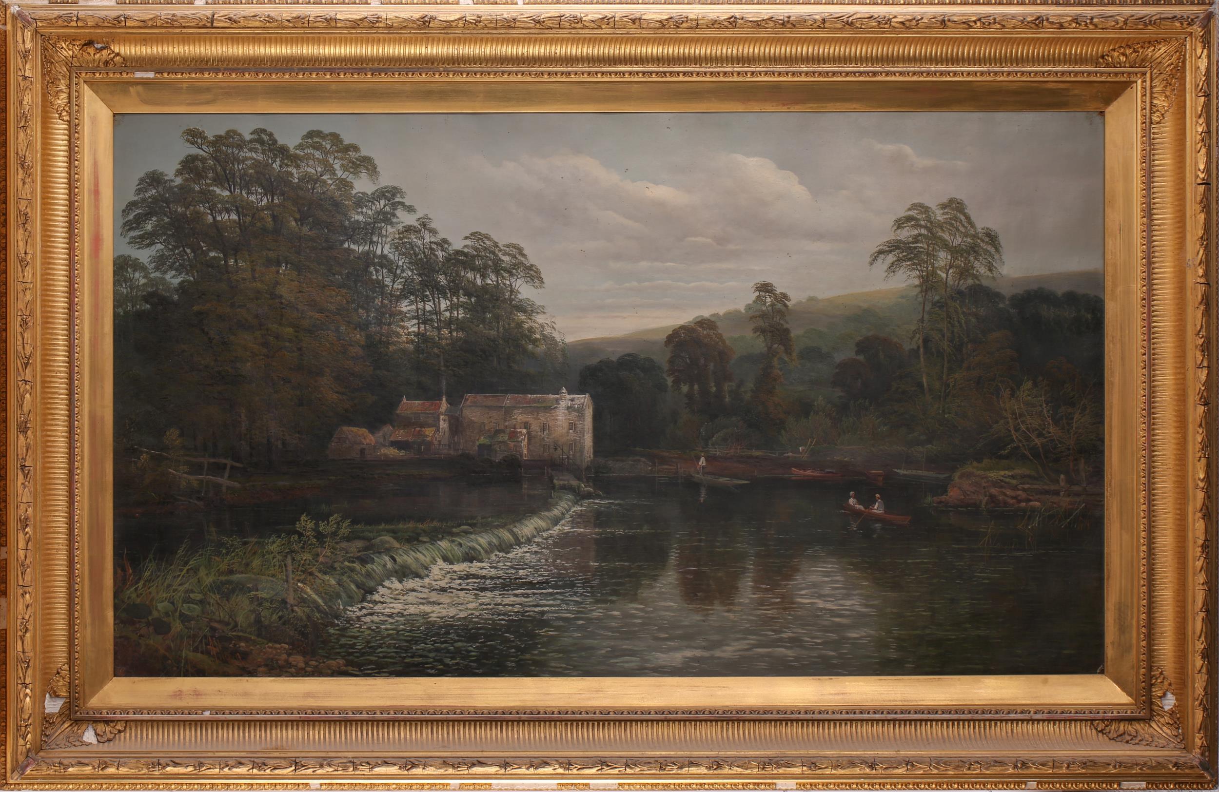 James Baylie Allan (1803 - 1876), Bathampton Mill and Weir, Nr Bath, signed, oil on canvas,