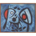 Art Derry (20th century) Trinidadian, Blue Skull, signed and dated '64, oil on board, framed, 45.5 x