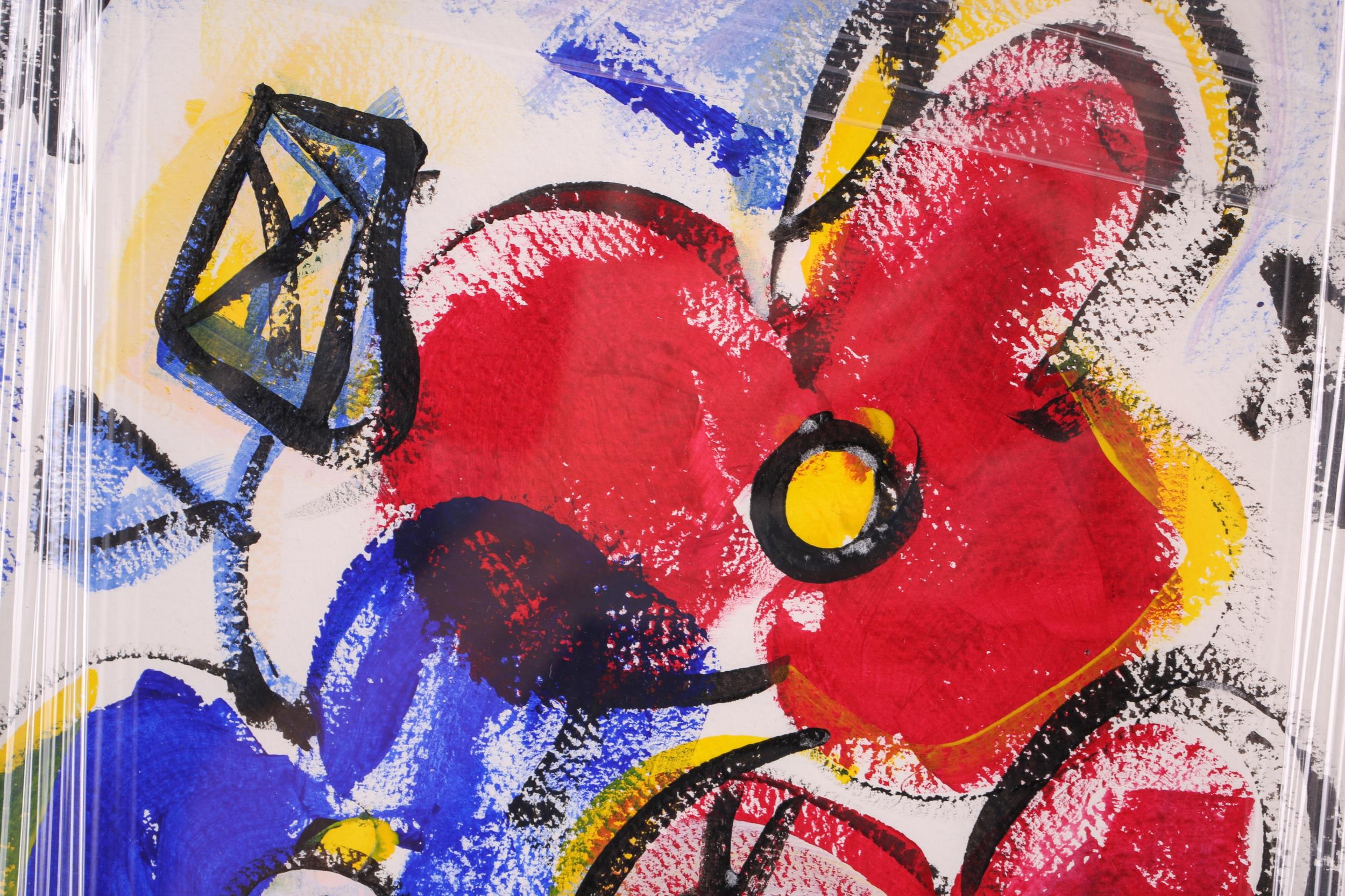 † Domingo Zapata (b.1974), Untitled - blue and red flowers, signed, oil on paper, framed and - Image 5 of 6