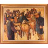 † Roland Lefranc (1931-2000) French, 'Marche', a cattle market, signed and dated 1966, oil on