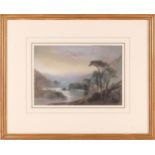 Henry Bright (1810 - 1873) 'A Highland Loch by Moonlight', coloured chalk, Richard & Georgina Ivor