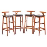 A set of four late 1960s rosewood bar stools, designed by Erik Buch for Dyrlund with low lumbar