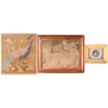 A 19th-century painted fabric panel of Putti fruit and a lamb in the manner of Peter Paul Rubens
