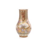 A good Kutani vase by Taniguchi, late Meiji, circa 1900, the neck with alternating brocaded and