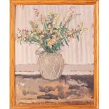 Enslin Hercules DuPlessis (1894-1978) South African, a still life study of flowers in a vase, oil on