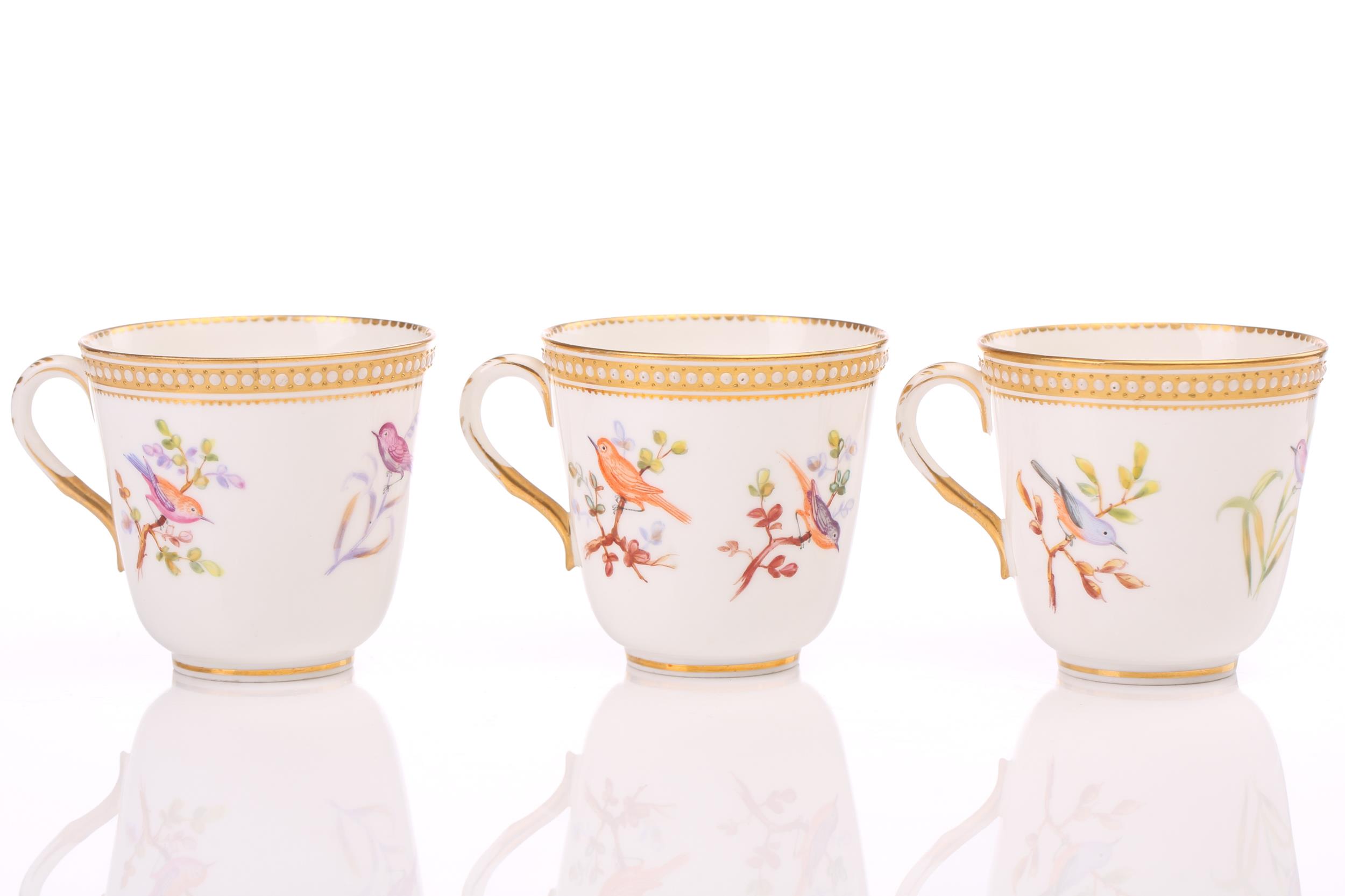 A Royal Worcester set of nine tea cups and saucers and a further two saucers, with gilt and beaded - Image 7 of 19