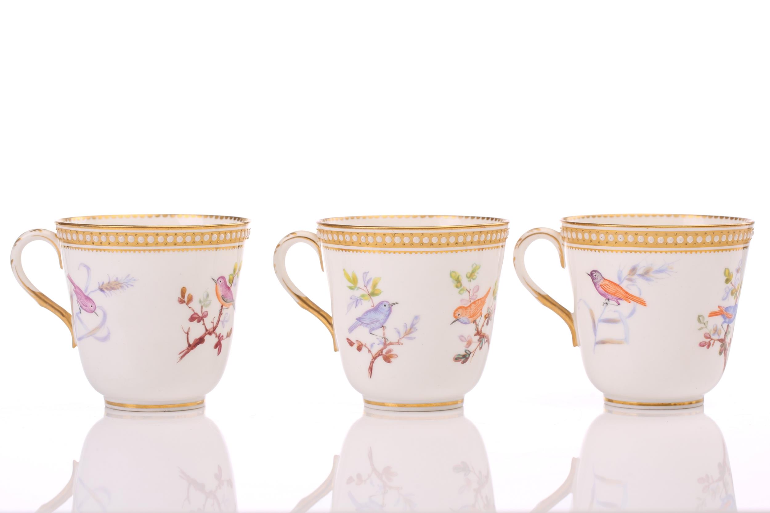 A Royal Worcester set of nine tea cups and saucers and a further two saucers, with gilt and beaded - Image 11 of 19