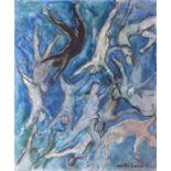 Yankel Feather (1920 - 2009), Flight of Fallen Dancers No.2, signed and dated '84, oil on board,