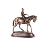 After Isidore Bonheur (1827-1901) a cast and a patinated bronze figure of the jockey-up, late 20th-