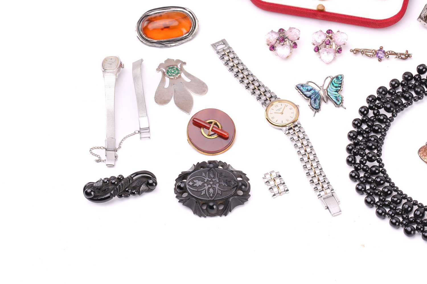 A mixed quantity of silver, costume jewellery and watches, including a silver bookmark decorated - Image 5 of 5