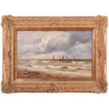 William H Borrow (1840 - 1905), Sailing boats off the coast, signed, oil on canvas, framed, 26.5 x