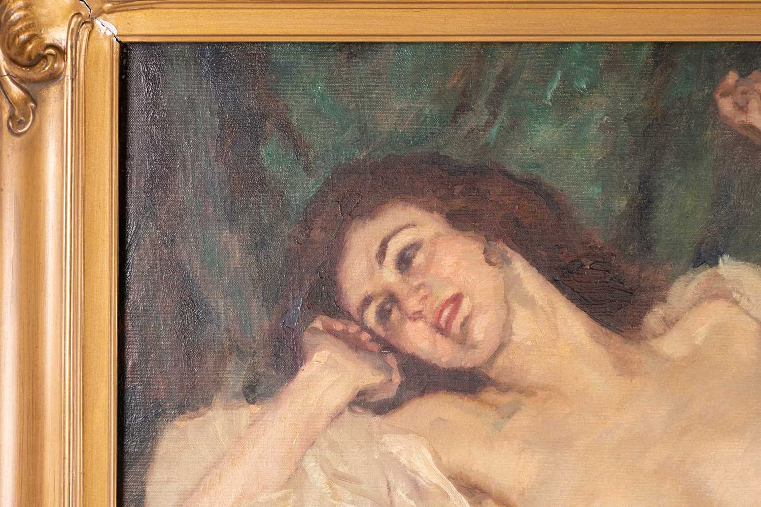 Ernst Liebermann (1869-1960) German, female nude, signed, oil on canvas, framed, 50 x 62 cm - Image 2 of 5