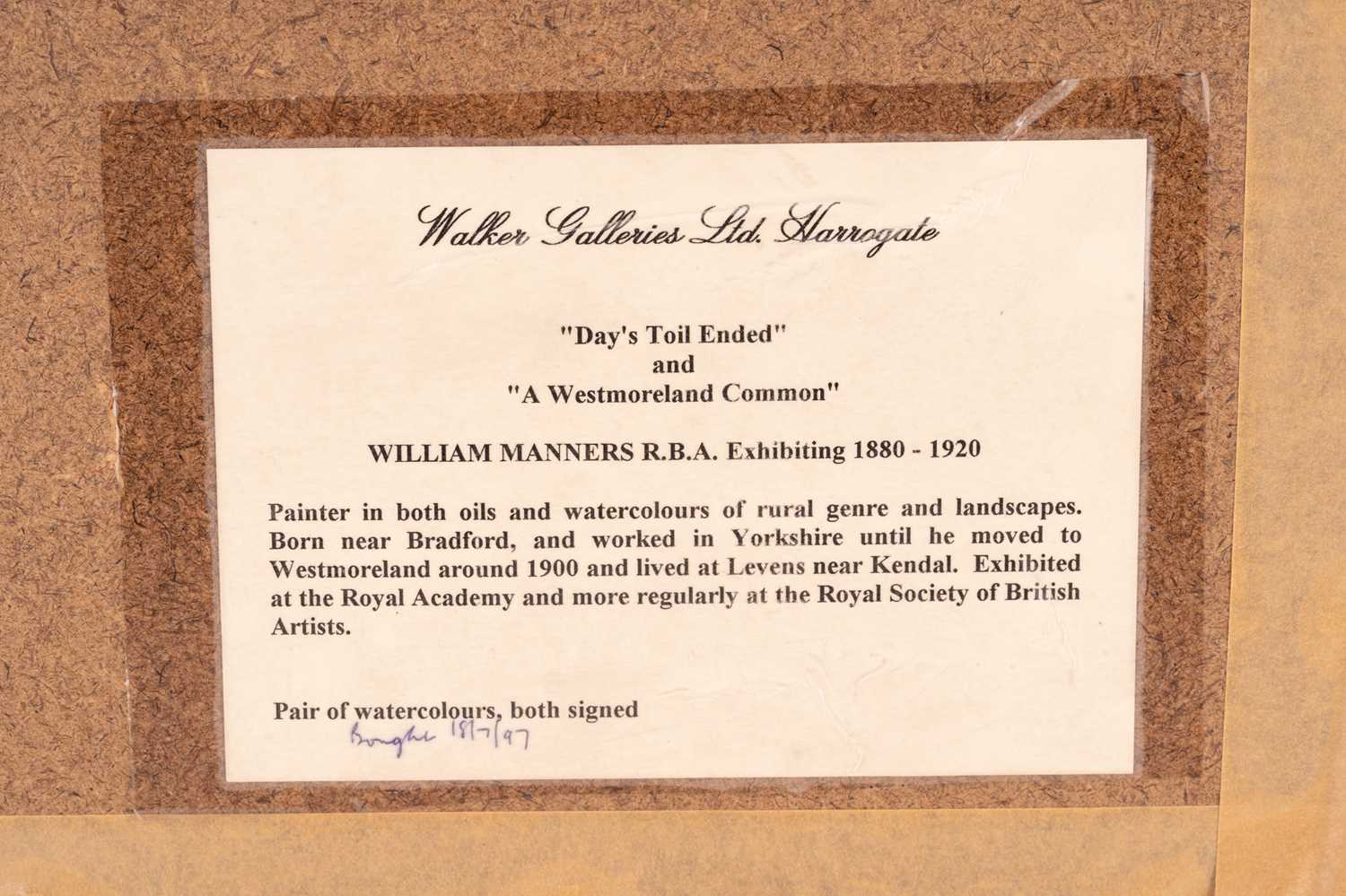 William Manners RBA (1865-1930), 'Day's Toil Ended' and 'A Westmoreland Common', pair of - Image 9 of 12