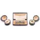 Two 9ct gold rings and an Art Deco paste-set brooch; including a thick wedding band, Birmingham