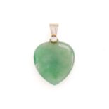 A heart-shaped jade pendant, in dull grey-ish green colour and sub-translucency, approximately