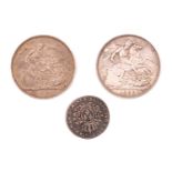Two United Kingdom milled silver coins and one French silver coin, comprising two Victoria Jubilee