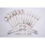 Various silver rat tail pattern flatware, all Walker & Hall, 1890s, incomplete sets, total weight 35
