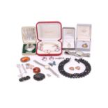 A mixed quantity of silver, costume jewellery and watches, including a silver bookmark decorated