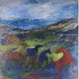 Yankel Feather (1920 - 2009), Wild Horses on the Moors, unsigned, oil on canvas, 114 x 114 cm See