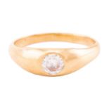 A diamond gypsy ring, consisting of a round brilliant-cut diamond of 5.5 x 5.5 x 3.2 mm, flush-set