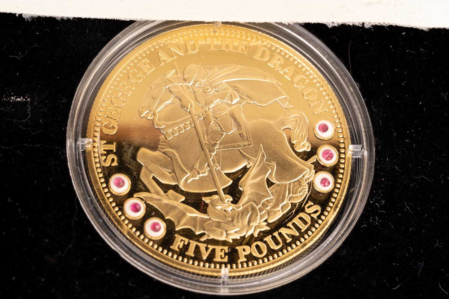 Two Tristan Da Cunha gold plated sterling silver £5 crowns, 2008 & 2009, a 585 ct gold proof - Image 18 of 25