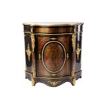 French, Napoleon III marble-topped, ebonised and red boule serpentine single-door credenza, with