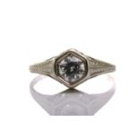 A diamond solitaire ring, scintillating with an Old-European cut diamond of 5.4 x 5.4 x 3.25 mm,