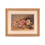 Mary Margetts (1810 - 1886), Still life of flowers, a nest of eggs and bee, signed, watercolour,