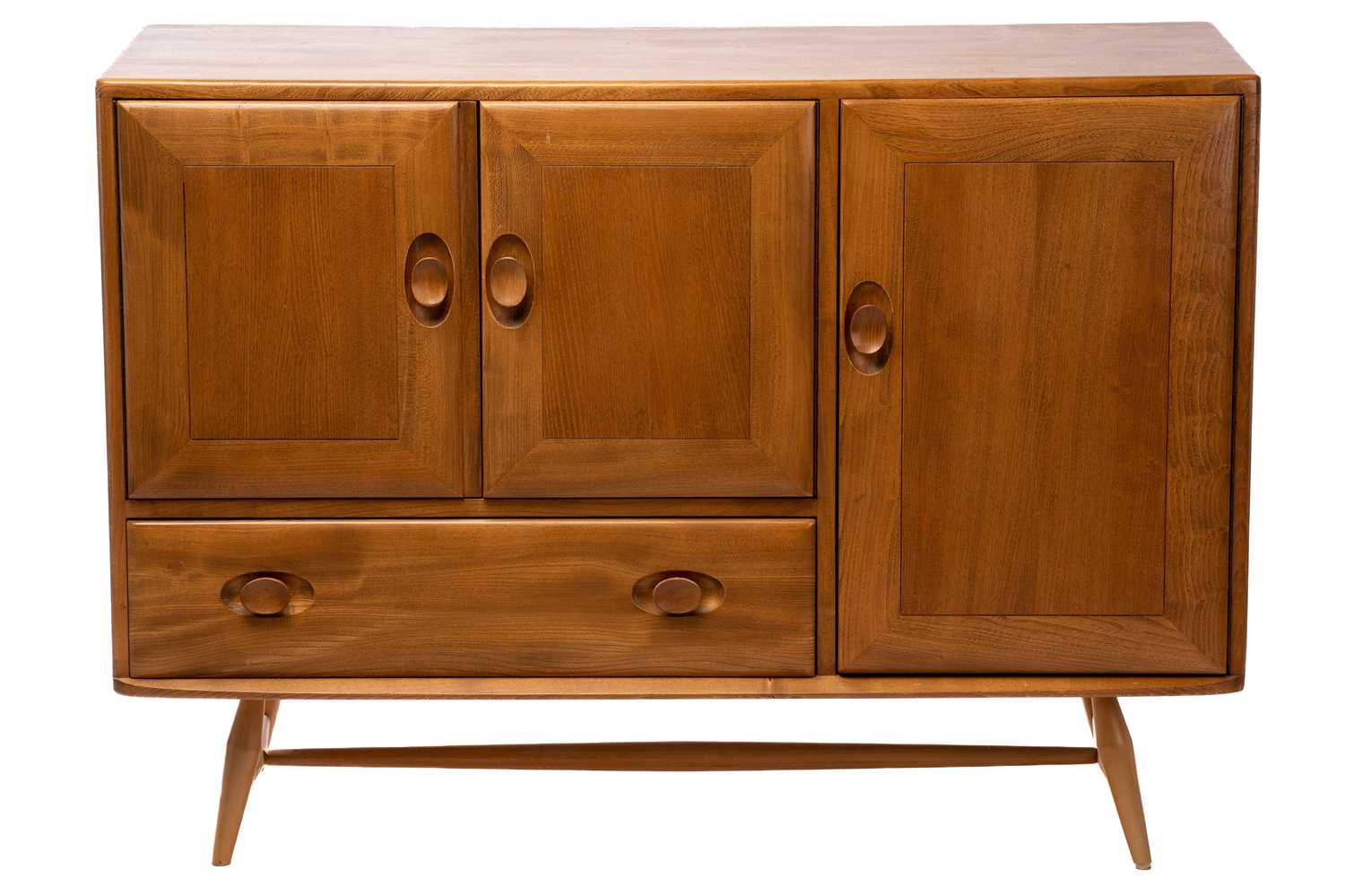 Ercol light ash and beech furniture comprising, a sideboard with a pair of cupboard doors over a - Image 2 of 39