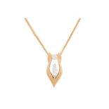 An 18-carat gold and diamond pendant. with a marquise cut diamond measuring 7.0 x 2.8 mm with a