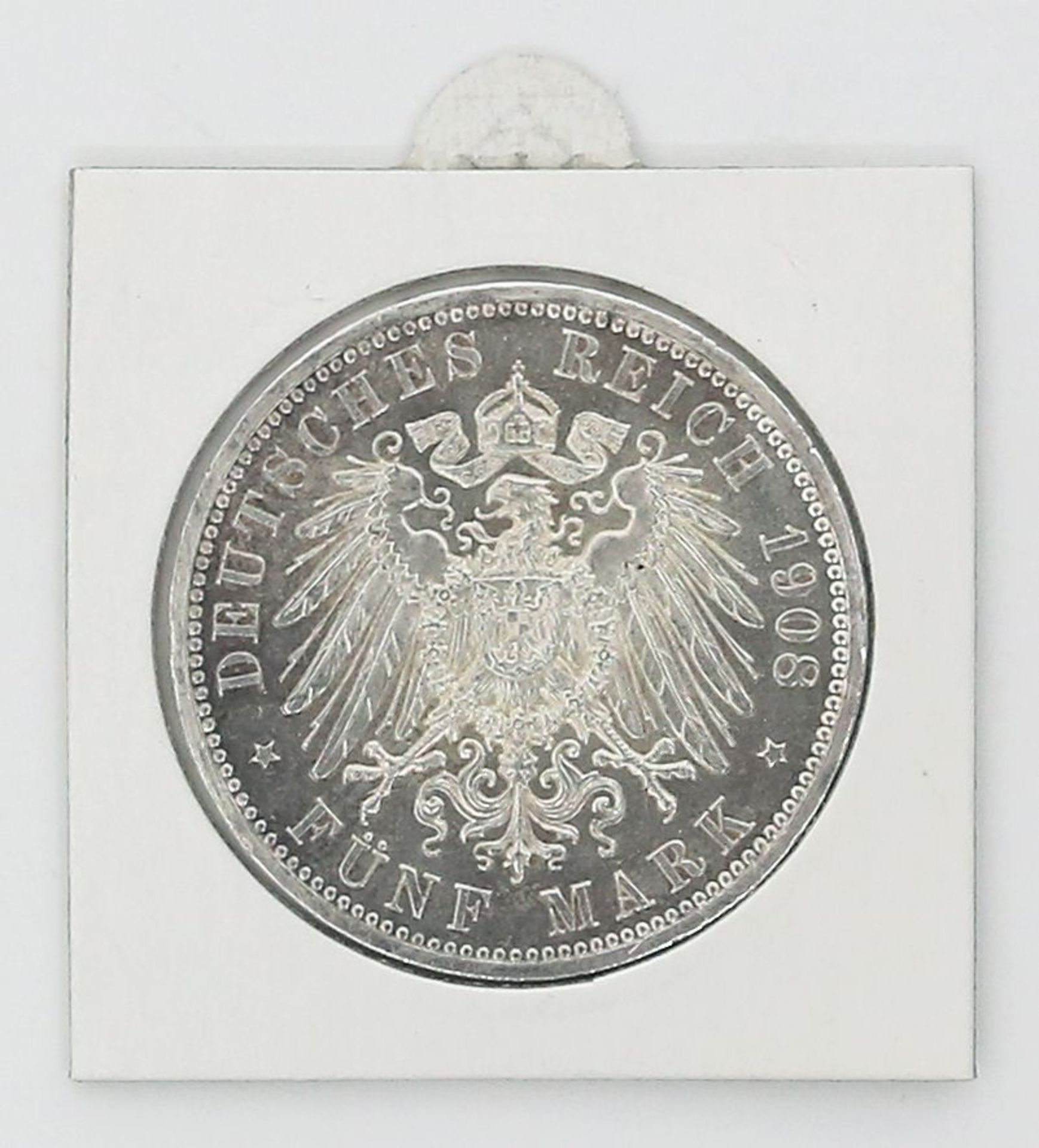 Sachsen-Weimar-Eisenach, Wilhelm Ernst, 5 Mark 1908 A. - Image 2 of 2