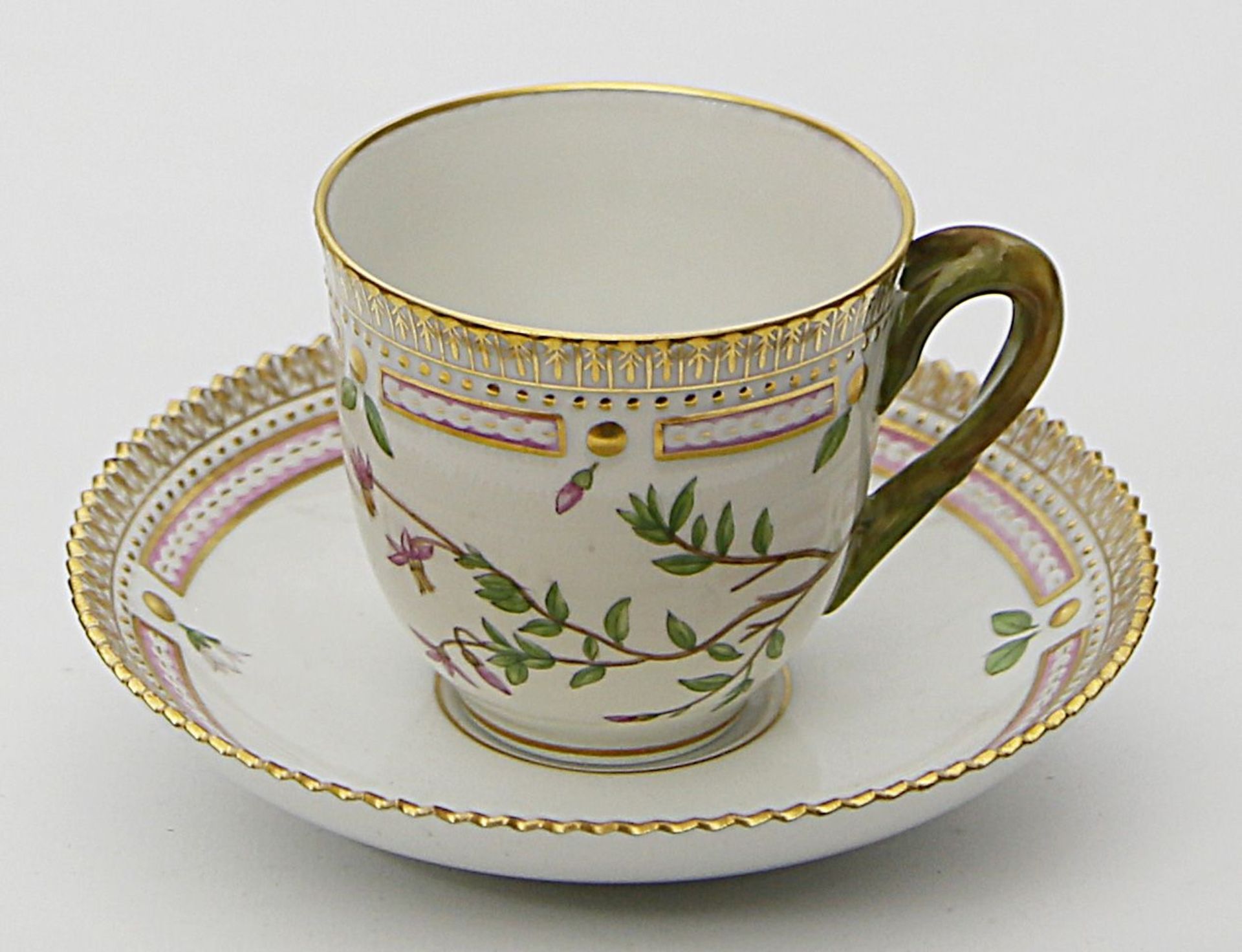 Kaffeetasse mit Untertasse "Flora Danica", Royal Copenhagen.