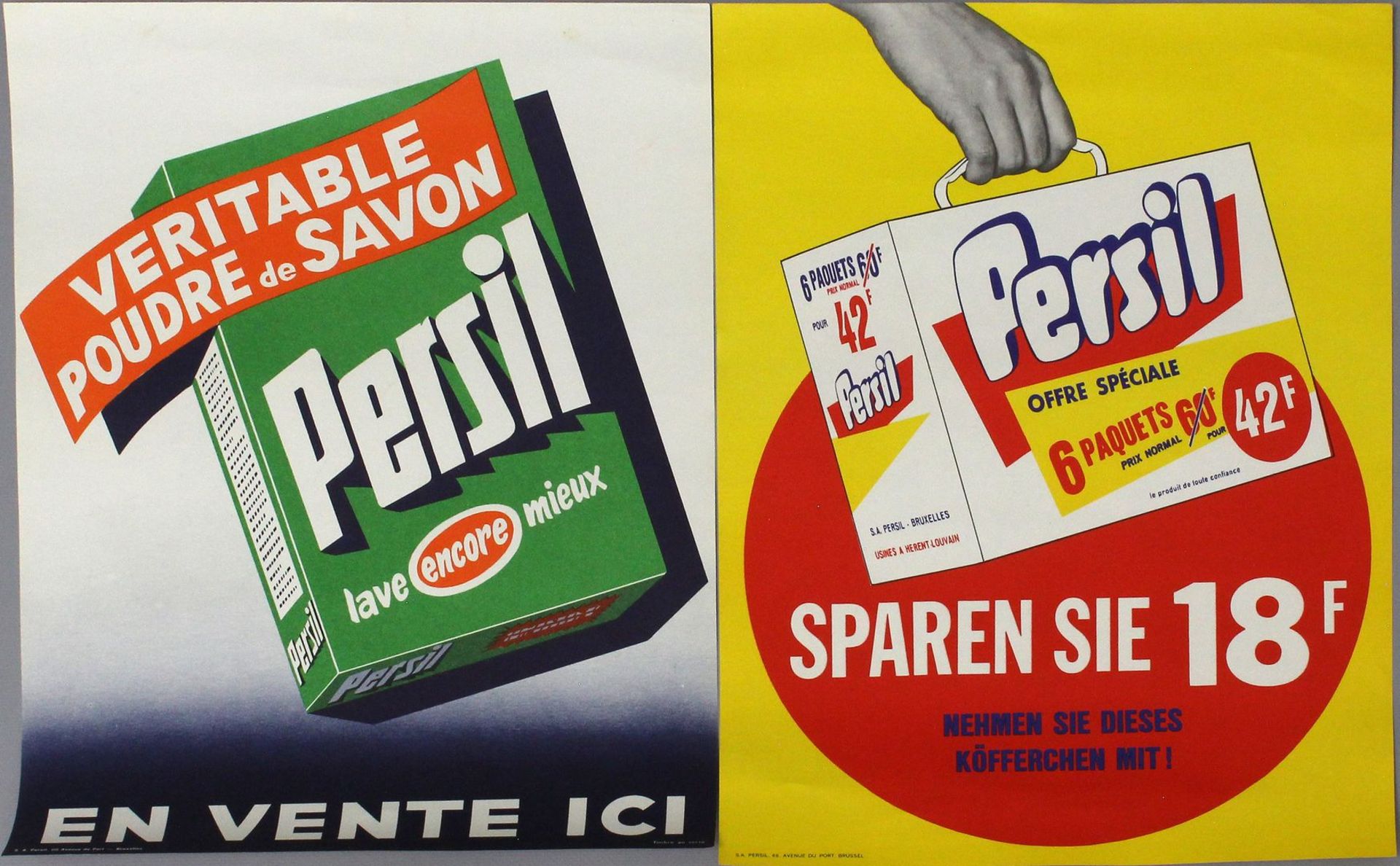 3 Werbeplakate "Persil" bzw. "Pril".