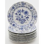 Zehn flache Teller, Meissen,