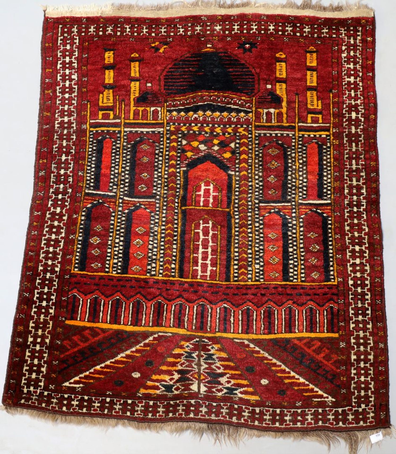 Afghan-Gebetsteppich mit Moschee, ca. 94x 77 cm.