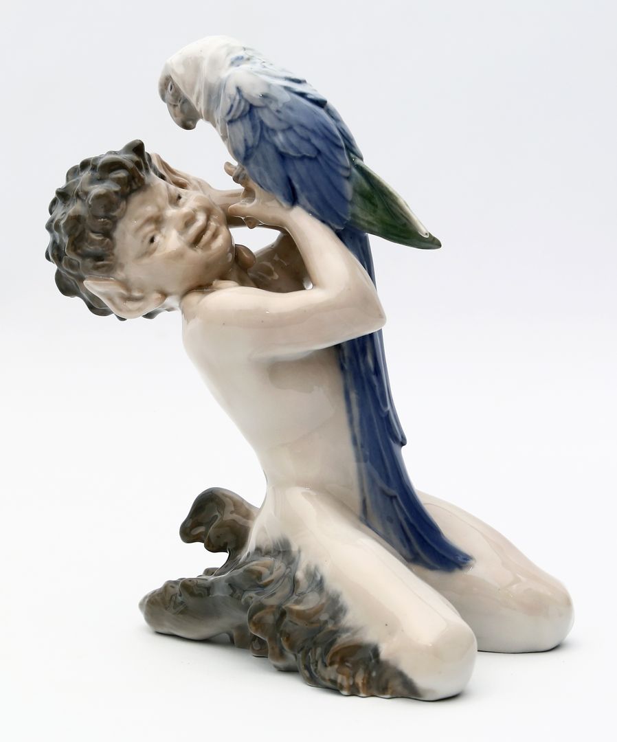 Skulptur "Faun mit Papagei", Royal Copenhagen.