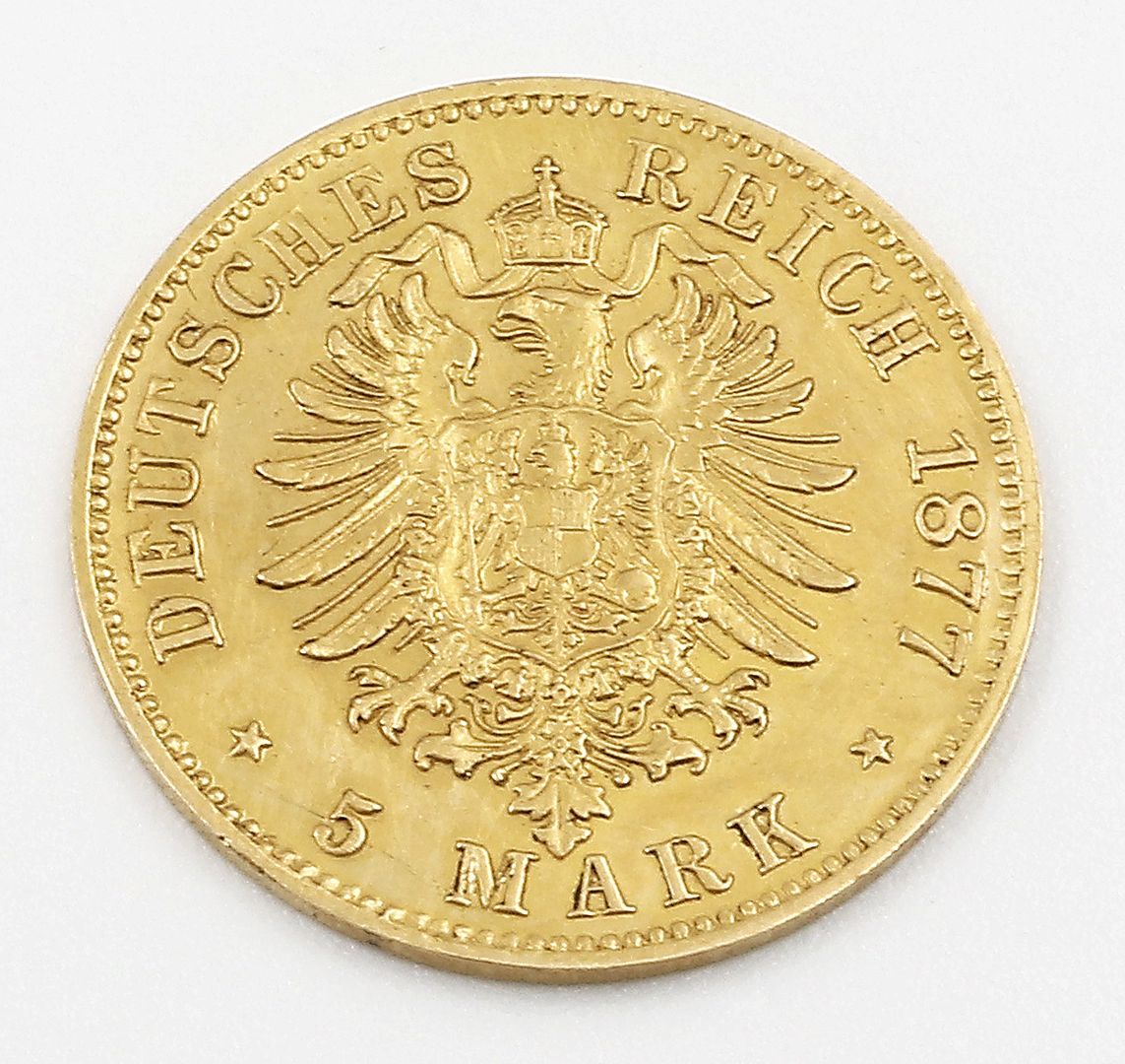 Hessen, Ludwig IV., 5 Mark 1877, H. - Image 2 of 2