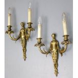 Paar Wandarme im Stil Louis XVI., je 2-flammig.